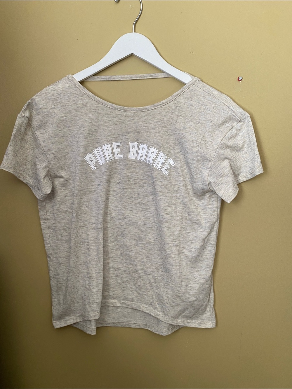 Pure Barre Light Heather Cream Short Sleeve Tee Size S